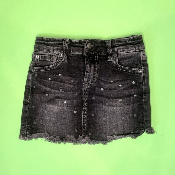 7 For all Mankind Girls Black Denim Embellished Mini Skirt - Picture 1 of 6